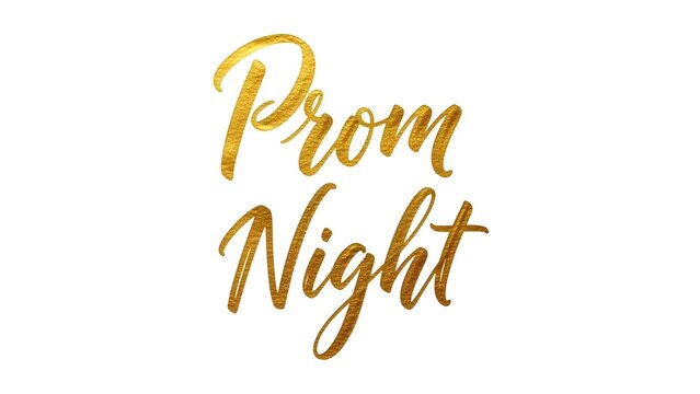Golden prom night text on white background