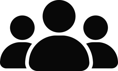 Minimal flat vector user group icon, team members silhouette, community avatar symbol, social network people glyph, collaborative users logo, profile interface