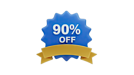90% Off Discount Badge on White Background
