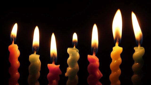 Vibrant Candle Display, Decorative Birthday Candles Gracefully Arranged With Vivid Illumination, Festive Candles In Splendid Arrangement Illuminating Celebrations And Making Wishes