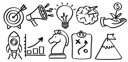 Set of hand drawn Business idea theme Isolated Vector