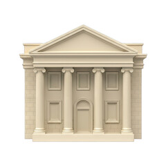 Obraz premium Neoclassical Architecture Building With White Columns And Pediment Isolated On Black Background