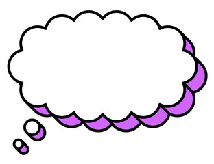 横長の悩ましげな雲型立体吹き出しアイコン