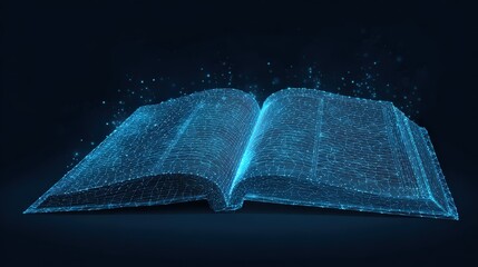 A captivating digital representation of an open book, showcasing the fusion of literature and technology. ..Created with Generative AI, not depicting real subjects.