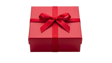 Obraz premium A bright red gift box with a satin ribbon bow, perfect for any celebration