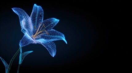 A radiant, futuristic floral art piece, rendered in mesmerizing neon light. A digital, crystalline flower is the centerpiece. ..Created with Generative AI, not depicting real subjects.
