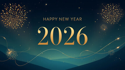Happy new year 2026 elegant with fireworks background for flayers, banners, backgrounds, greetings, text space, card, poster