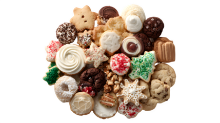 Assorted Holiday Cookies, isolated on transparent background