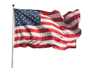 american flag waving on white background