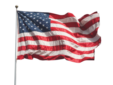 american flag waving on white background - Powered by Adobe