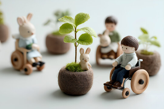 笑顔で過ごす車椅子の子供たちの日常風景／まみおデザイン福祉シリーズ
