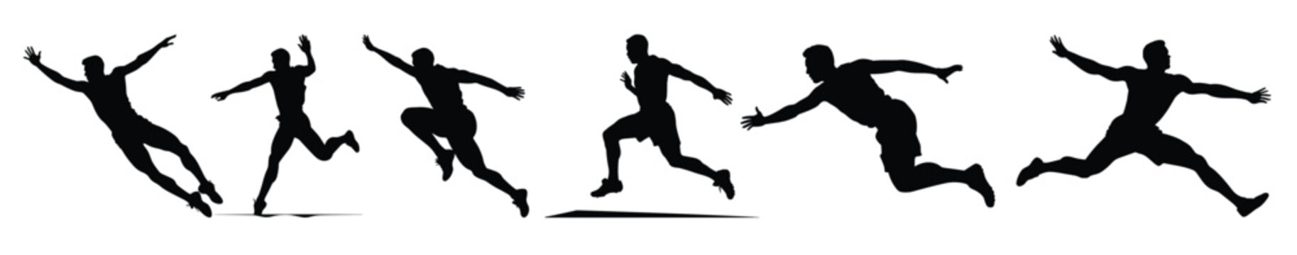 long jump silhouette clipart bundle 