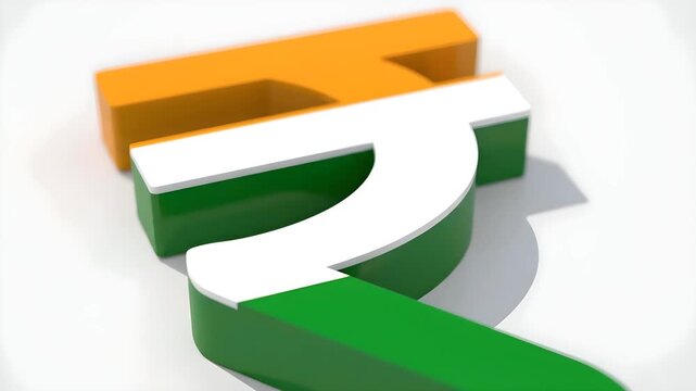 Indian Rupee Symbol with National Flag Colors Representing Economy.