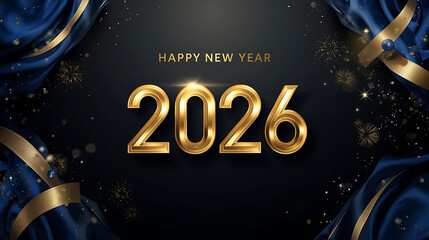 happy new year 2026 gold text