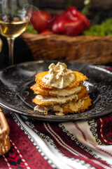Traditional Potato Pancakes With Mushroom Cream Sauce