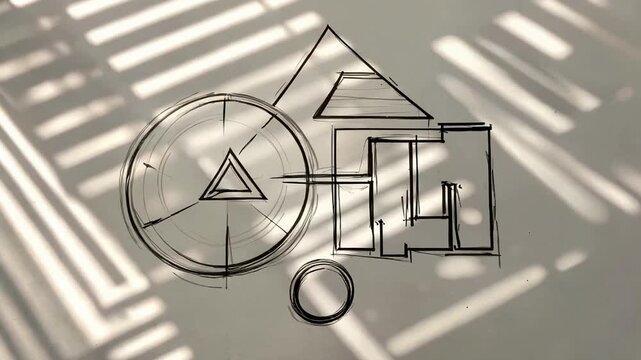 Geometric Shapes and Shadows on Textured Surface.