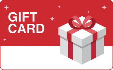Red and white gift card with present