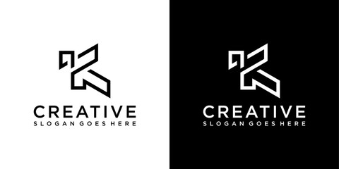 Initial letter K or KK vector logo design template