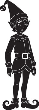 Illustration of happy elf in a pointed hat and tunic