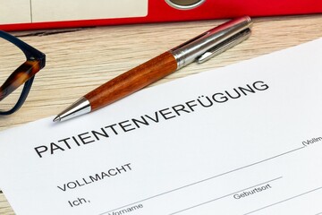 Nahaufnahme einer symbolischen Patientenverf&uuml;gung