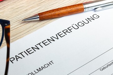 Nahaufnahme einer symbolischen Patientenverf&uuml;gung