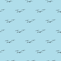 Fototapeta premium Seagull seamless pattern isolated on color background