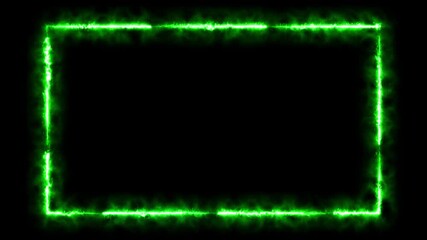 Neon green lightning style webcam overlay frame with glowing electric border on transparent background designed for gaming livestream cyber visuals esports branding and international digital events - Powered by Adobe