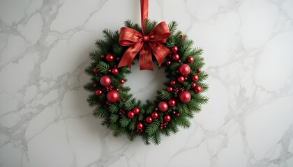 Red balls on a Christmas wreath