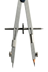 Precision drafting compass with pencil point for drawing isolated with transparent background