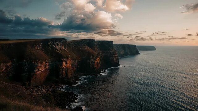 Cliffs of Moher Ireland Ocean Sunset Landscape.