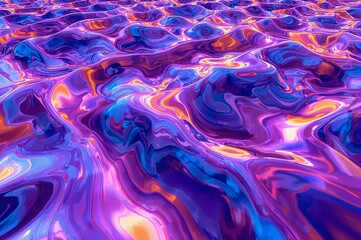 A surface with wavy patterns that have bright colors flowing through. The texture creates an interesting visual effect that captures attention. The colors blend together in a smooth way.