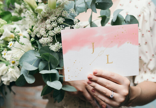 Elegant Floral Invitation Card Mockup PSD
