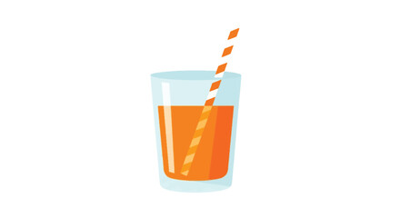 Refreshing glass of orange juice with a striped straw.