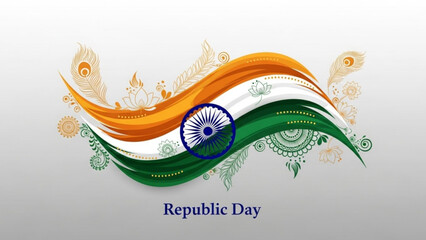 Abstract Indian flag wave with decorative elements representing national pride and celebration for Republic Day suitable for patriotic designs