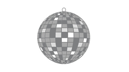 Fototapeta premium A grey disco ball with reflective squares and a hanging loop, often used for parties and celebrations.