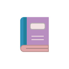 Modern book flat icon representing education and literacy. High-quality vector illustration perfect for library apps, school websites, e-learning platforms, and digital media.