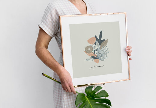 Minimalist Botanical Framed Artwork Mockup PSD