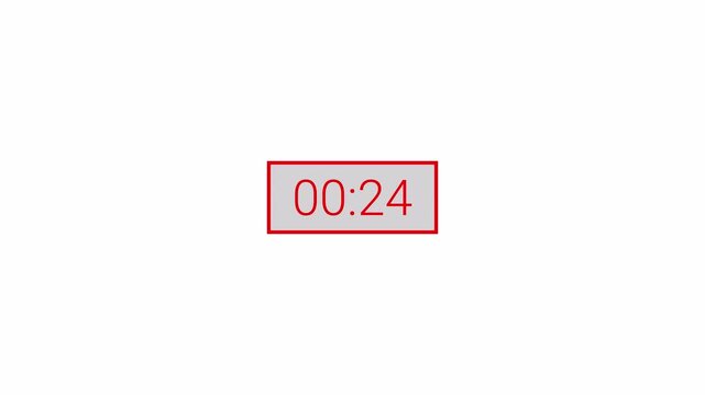 Thirty seconds countdown timer animation with gray paper on transparent background, 4k countdown timer video with an alpha channel, 