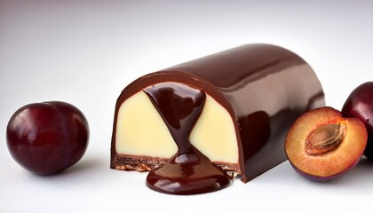 chocolate and apple pie on the white floor 