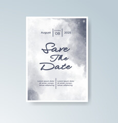 Wedding invitation with abstract splash watercolor