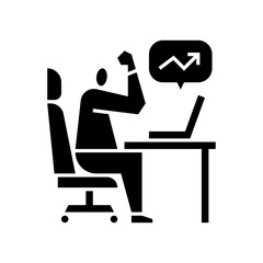 Stock market up glyph icon. Stock market growth illustration.