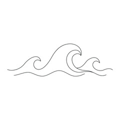 Sea wave one line. Vector drawing.
