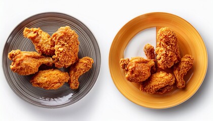 fried chicken wings on a plate with white background 