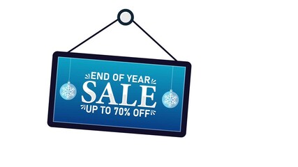 Merry christmas and happy new year sign. End of Year Sale Up to 70% Off Discount Promotion. 4K animation background footage for Christmas and Happy New Year, Holidays 