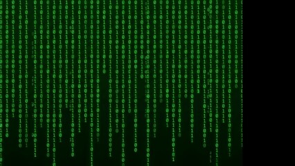 Green Binary Code Matrix Background Digital Data.