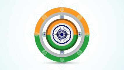 Abstract Indian flag inspired concentric circles with Ashoka Chakra representing national pride and unity perfect for patriotic designs and cultural events