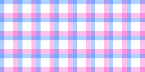 Fototapeta premium Seamless pastel gingham plaid pattern with pink and blue lines on a white background. Simple geometric checkered texture for fabric, wallpaper, and minimalist digital backdrops.