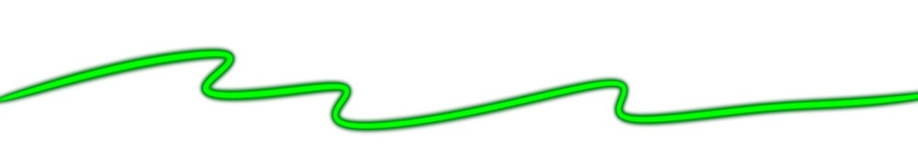 Abstract neon green glowing zigzag line on white background. Minimal modern light wave design, futuristic digital energy curve, dynamic motion graphic, clean technology concept with copy space.