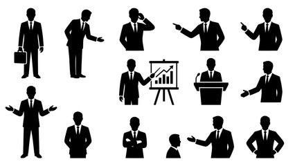 Business Presentation Icons with Charts Graphs and Projector Screens Vectors