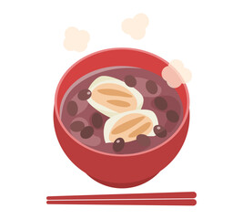 餅入りのぜんざい（お汁粉）のイラスト